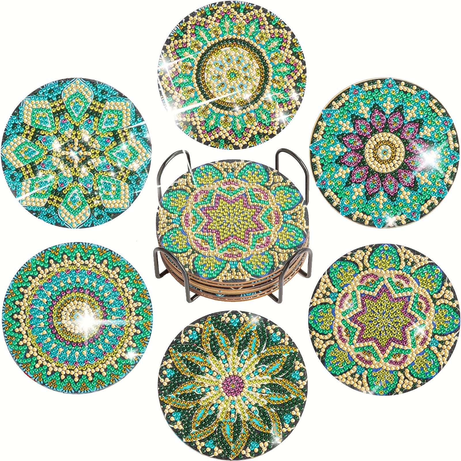 Mandala Diamond Painting Art Coaster With Holder Diy Mandala - Temu