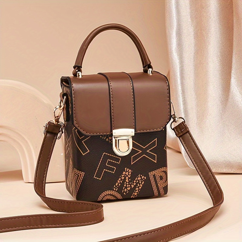 Mini Flap Crossbody Phone Bag, Letter Print Shoulder Bag, Women's Studded  Decor Square Purse (4.7*6.7*3.7) Inch - Temu