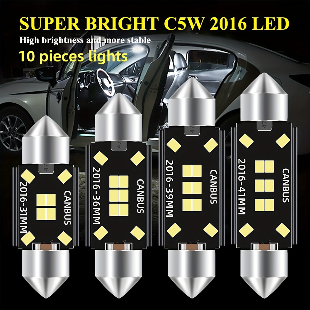 Led Bulb C Super Bright 6000k White 12v 3030 Smd Interior - Temu
