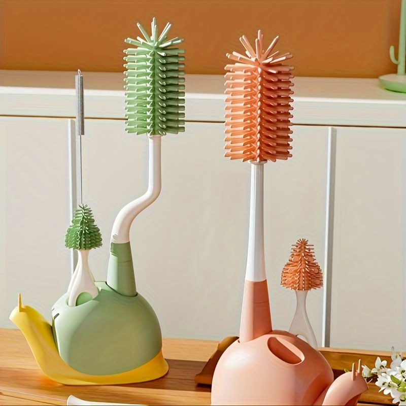 Silicone Bottle Brush Set With Stand, 360° Rotating Silicone