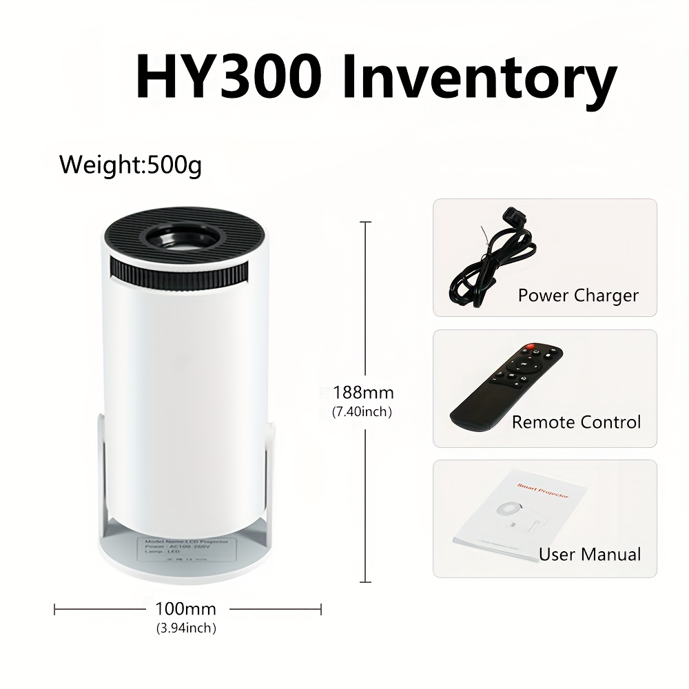Hot Sale Hy300 HD Intelligent Mini Projector 5G Wifi Portable 180