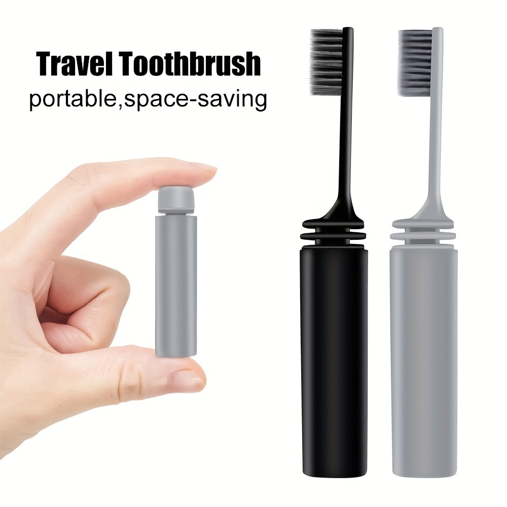  PRONY Cepillo de dientes portátil 3 en 1 con estuche de viaje y  cerdas extra suaves y tubo de pasta de dientes recargable incorporado,  accesorios esenciales de viaje : Salud y Hogar