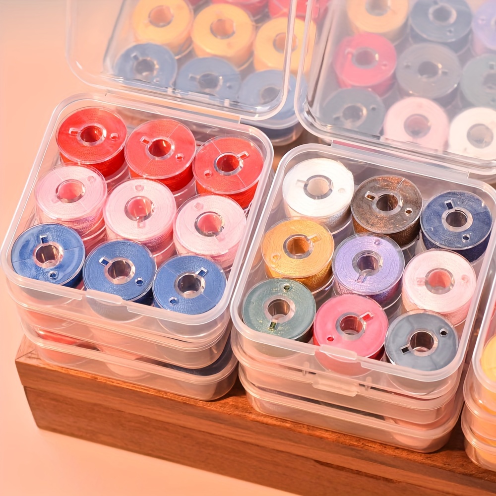 ilauke 50pcs Bobbins Sewing Threads Kit, 400 Yards per Polyester Thread Spools, Prewound Bobbin with Case for Brother Singer