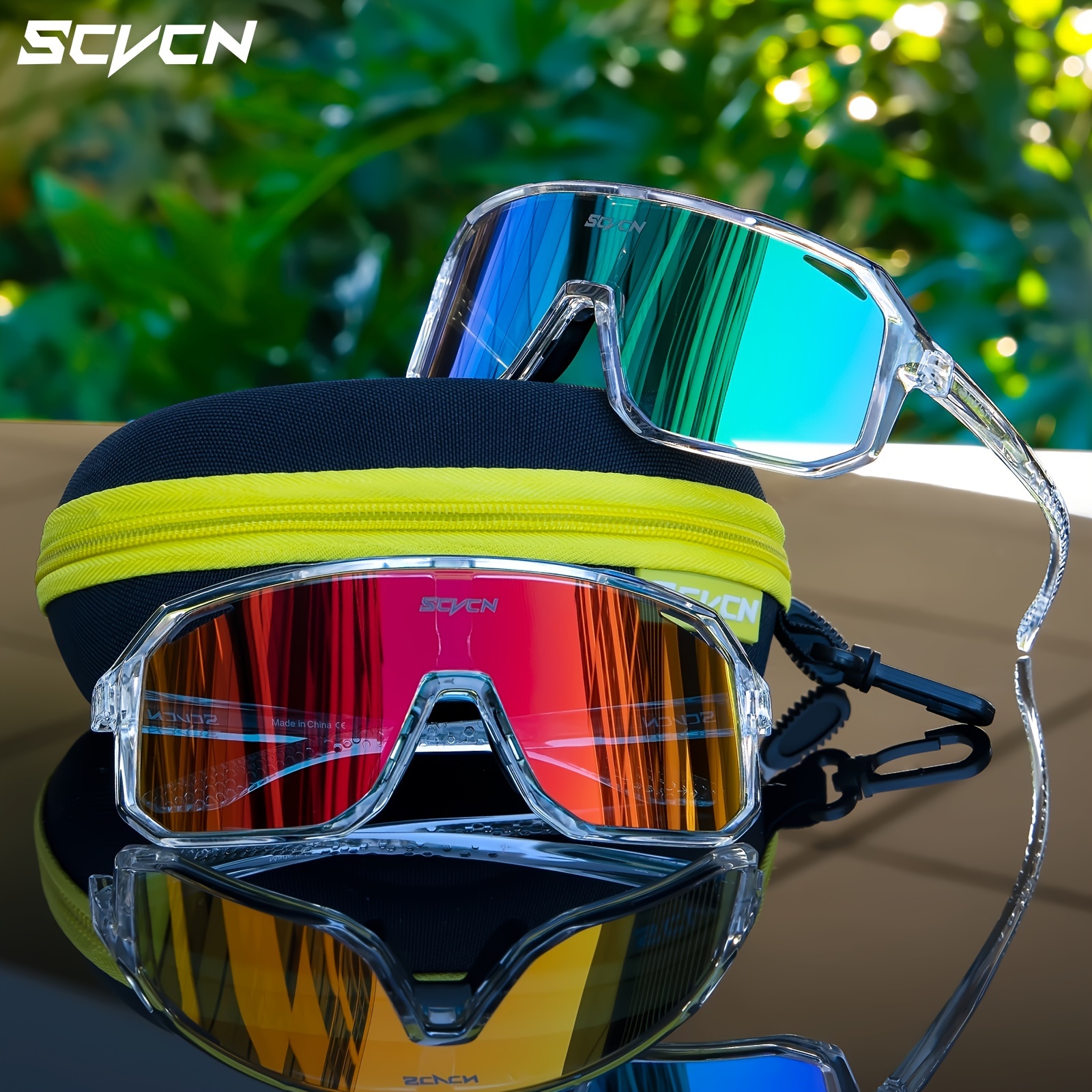 SCVCN Bicycle 1 Lens Cycling Glasses, Men Women Bike Sunglasses, Outdoor Sports Cycling Goggles, Safety Glasses, MTB Mountain Bike Cycling