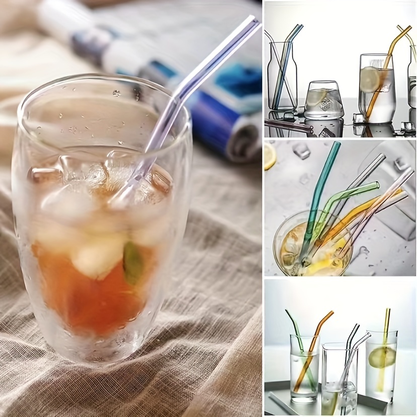 Reusable Glass Drinking Straws - -premium Glass Handmade Smoothie Straws  For Milkshakes, Frozen Drinks, Smoothies, Bubble Tea - For Smoothie,  Milkshake, Cocktail - Temu