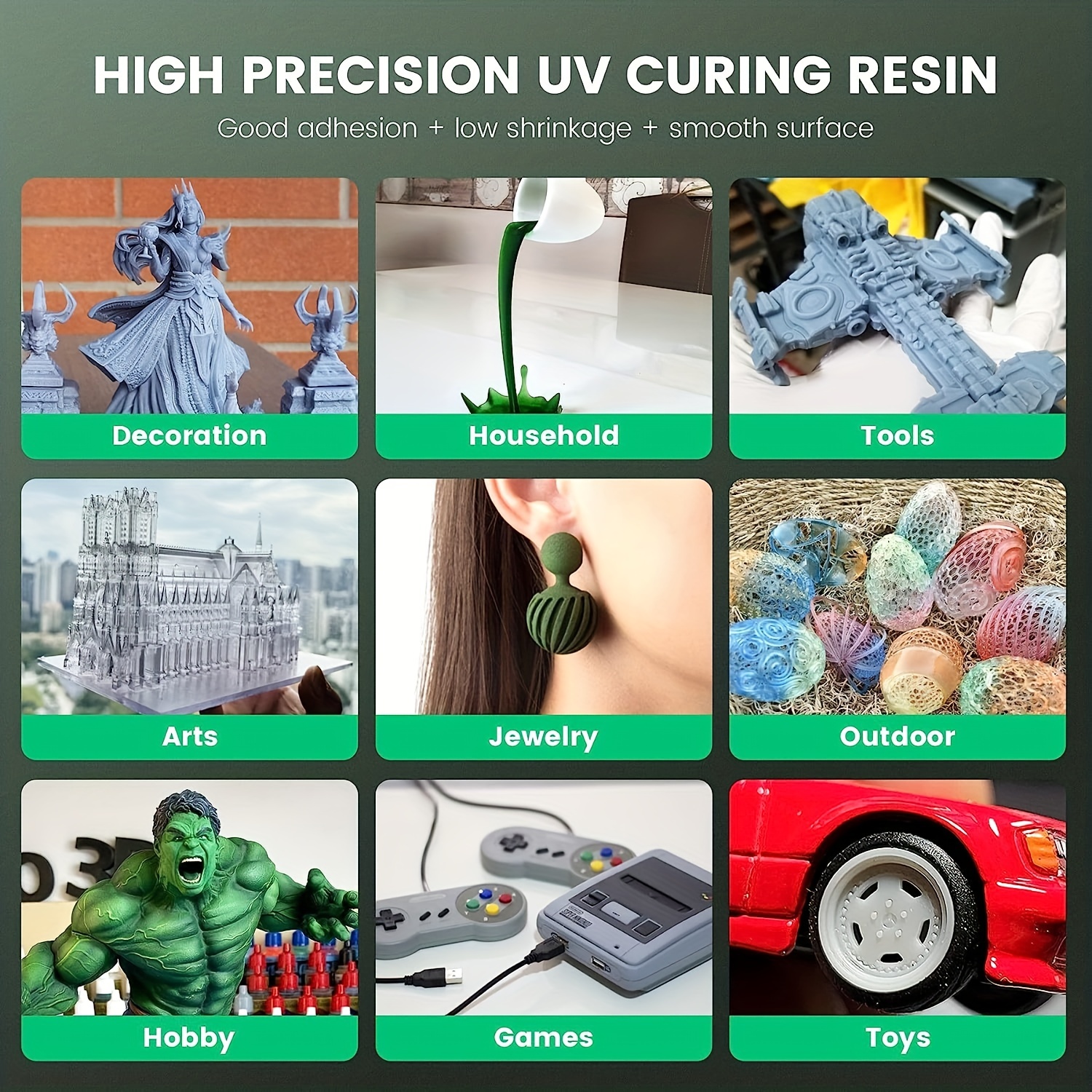 Yousu Resina de impresora 3D UTH Nebula, resina lavable al agua, impresora  3D de doble color, resina UV, resina de curado UV de 405 nm, resina de