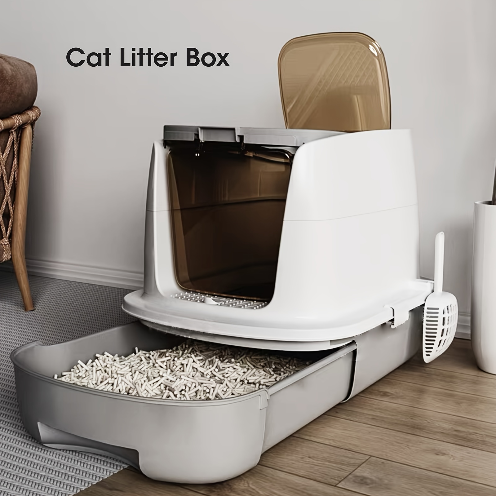 Fully Enclosed Cat Litter Box Anti splashing Cat Litter Box - Temu