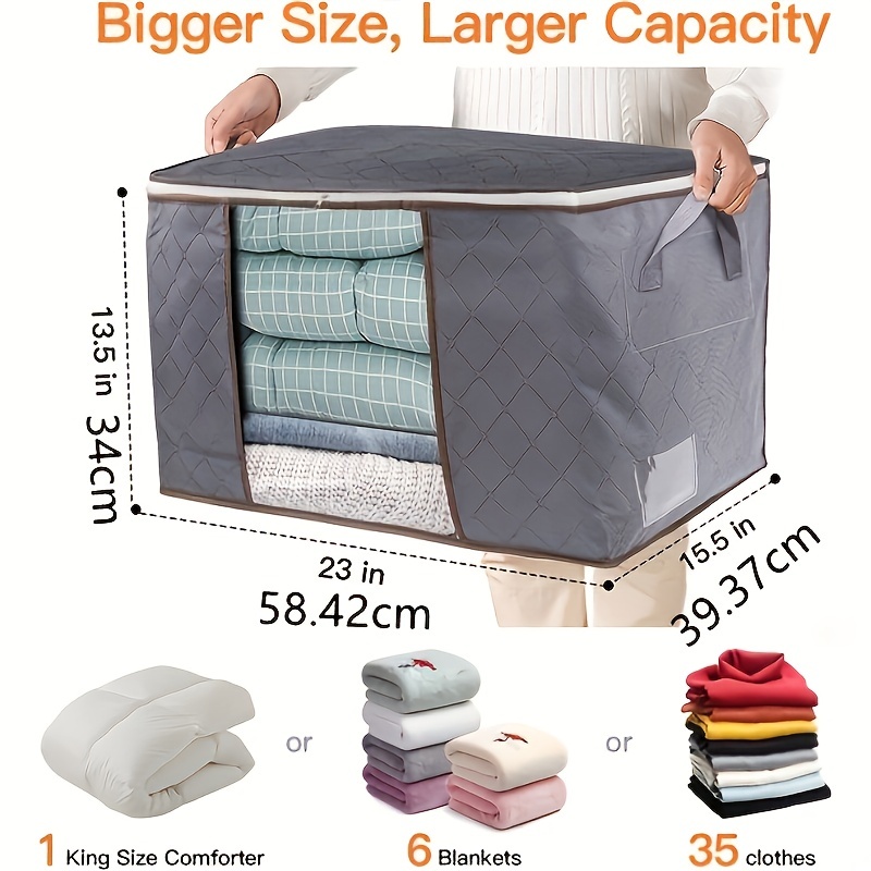 Large Storage Bags, 8 Pack Clothes Storage Bins Foldable Closet Organizers  Storage Containers with Durable Handles Thick Fabric for Blanket Comforter