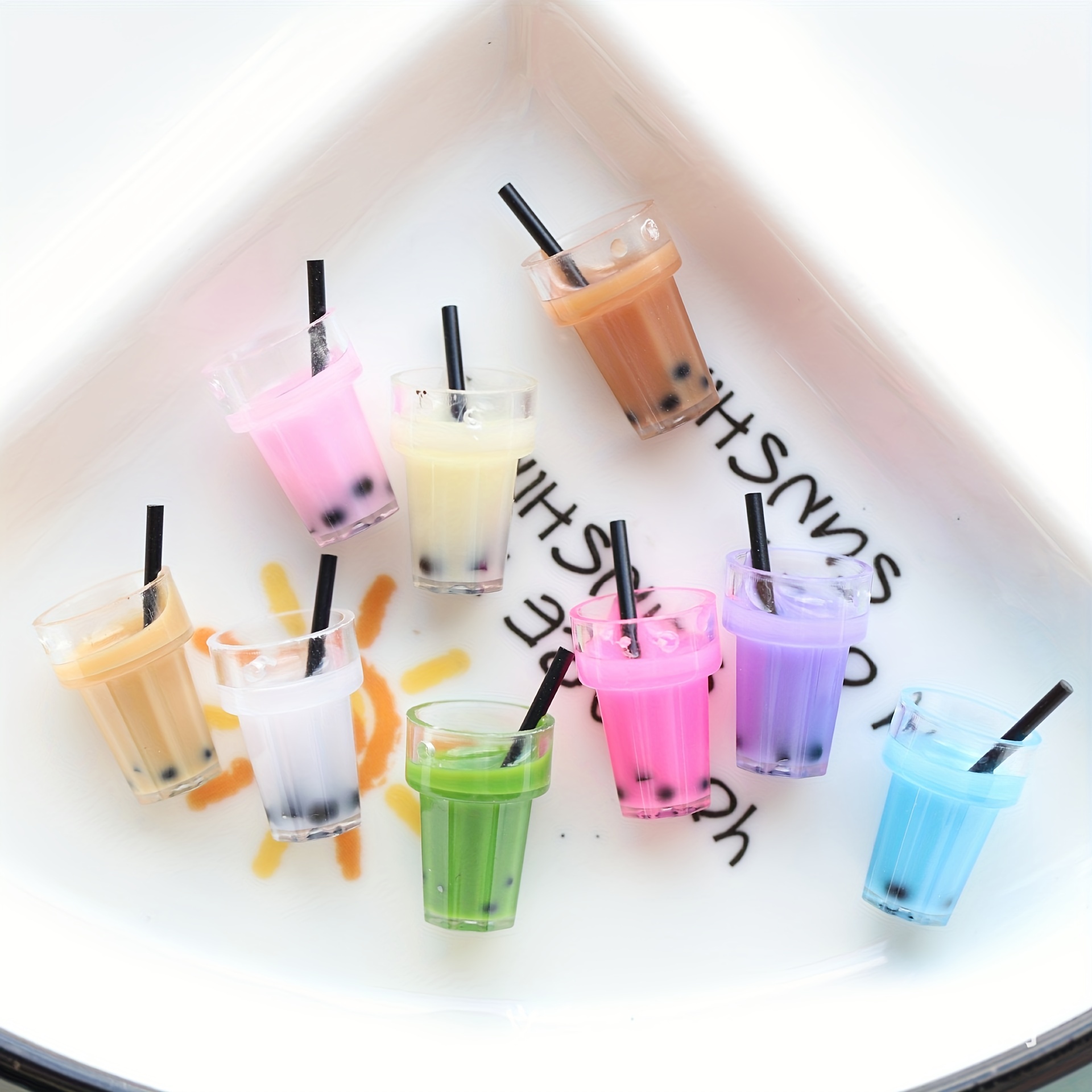 10pcs/pack Milk Tea Resin Charms Mini Plastic Pendant Charm Jewelry Making  Acces