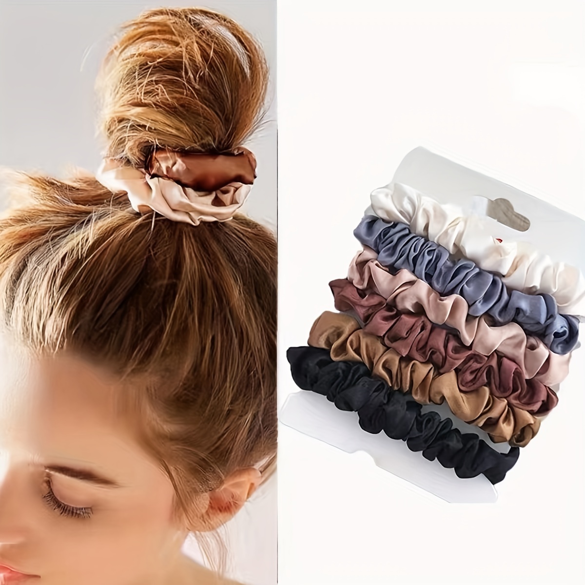 

6 Pcs Silky Scrunchies Women Hair Ties Skinny Hair Scrunchy Hair Bands Elastic Hair Accessories Women Ponytail Holders
