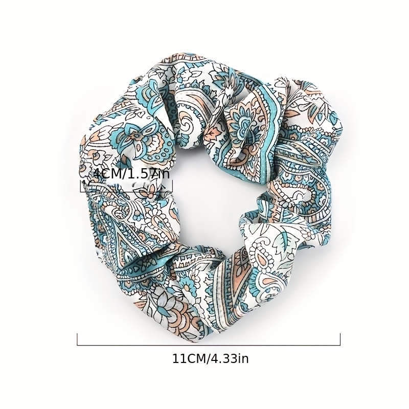Boho Style Large Scrunchie Hair Tie Waist Fruit Flower Print Headwear