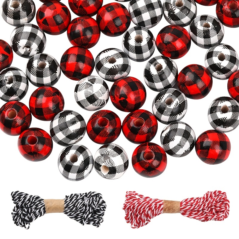 240 Pcs Valentines Day Wooden Beads Red Pink Wood Beads Round Colored Craft  Beads for Christmas DIY Crafts Garland Jewelry Making Party Supplies