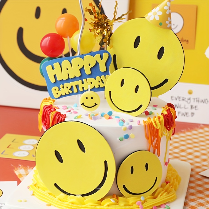 24ct Happy Birthday Smiley Face Icing Decorations Cupcake Decoration Topper  Picks – CakeSupplyShop