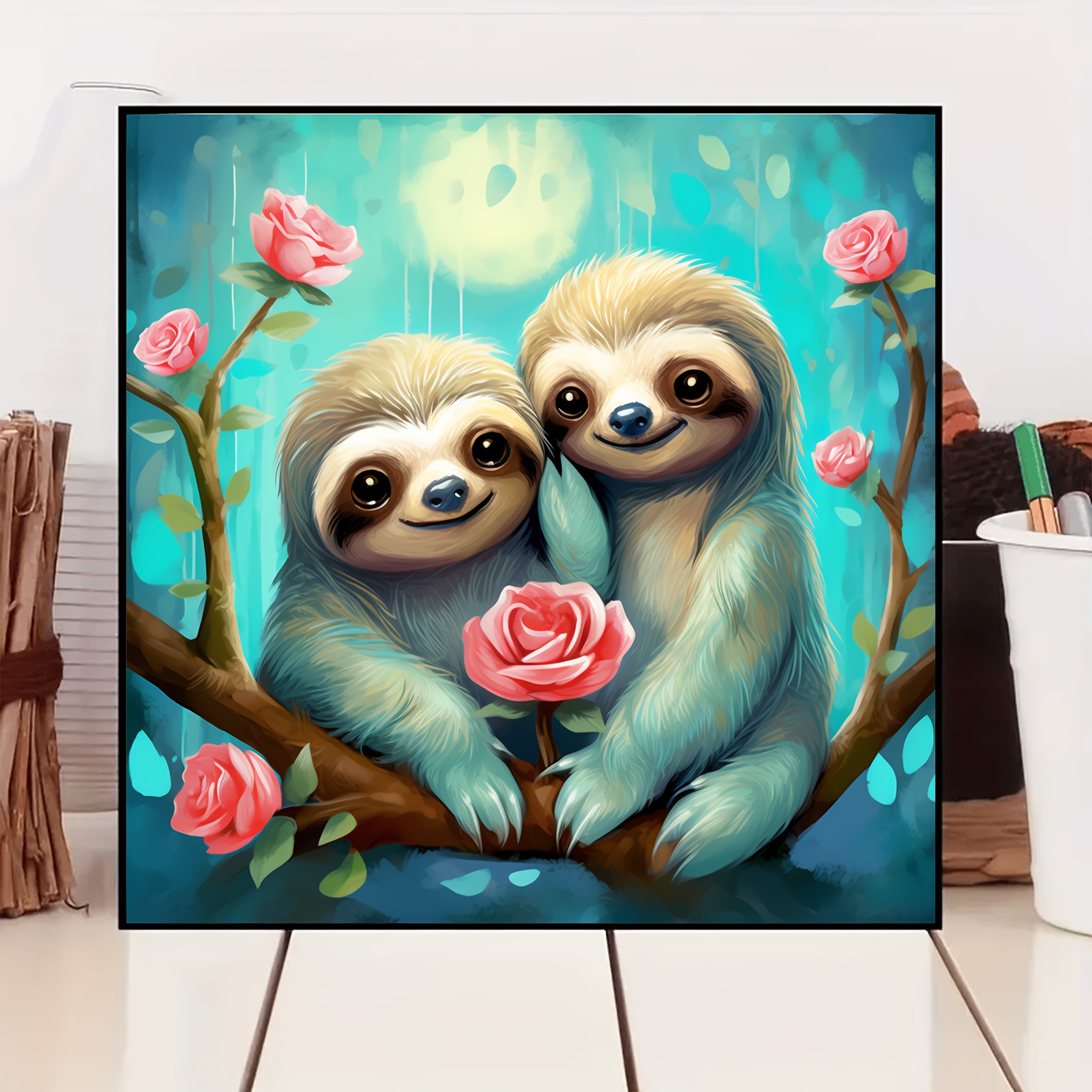 5D Diamond Painting Cute Sloth in a Cup Kit