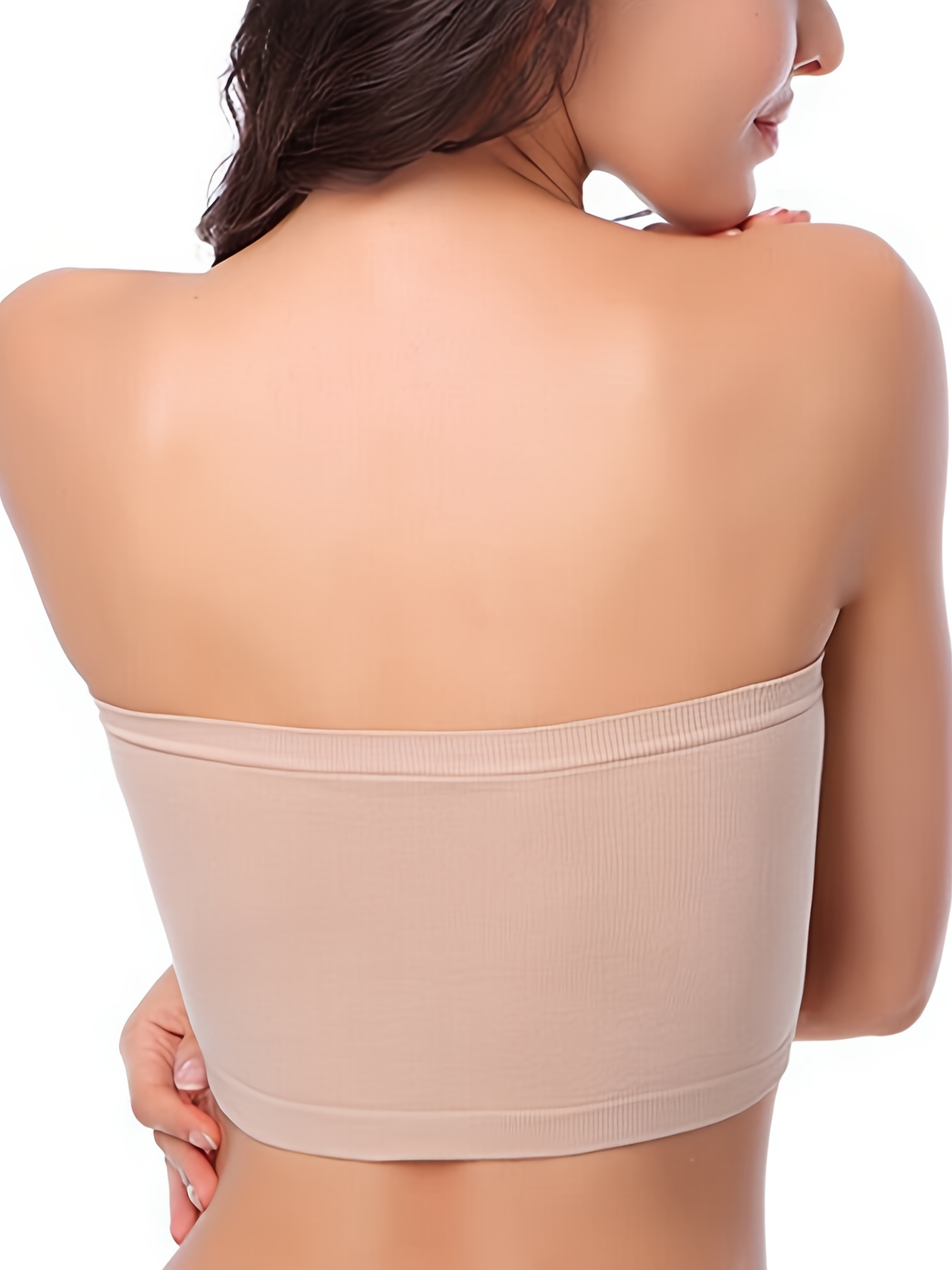 SEAMLESS BANDEAU BRA, REMOVABLE PADDED STRAPLESS BOOB TUBE COMFORT