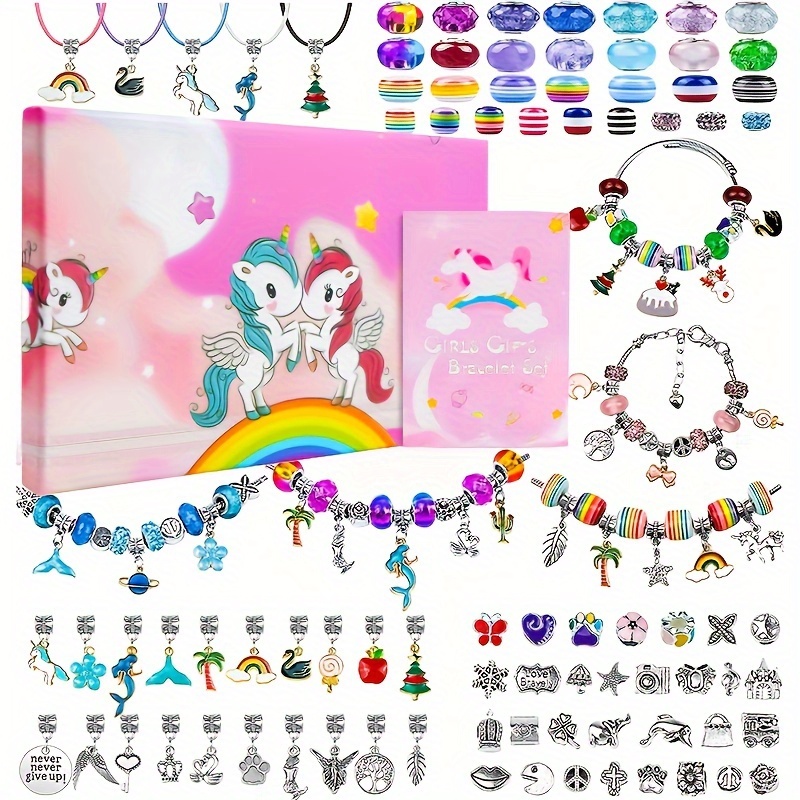 Jewelry Making Kit for Girls 8-12,Bracelet Making Kit,DIY Red  Beads Pendant Craft Supplies for Kids,Birthday Gifts for 5 6 7 8 9 10 11 12  Year Old Girl,Unicorns Mermaid Rainbow Gift for Teen…