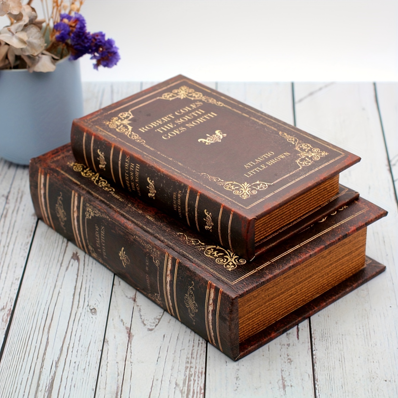 Fermalibri vintage decorativi per libri in legno falso scaffale