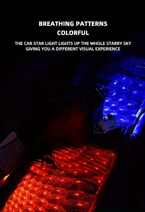 car light 4in1 foot car light led decorative light black details 1