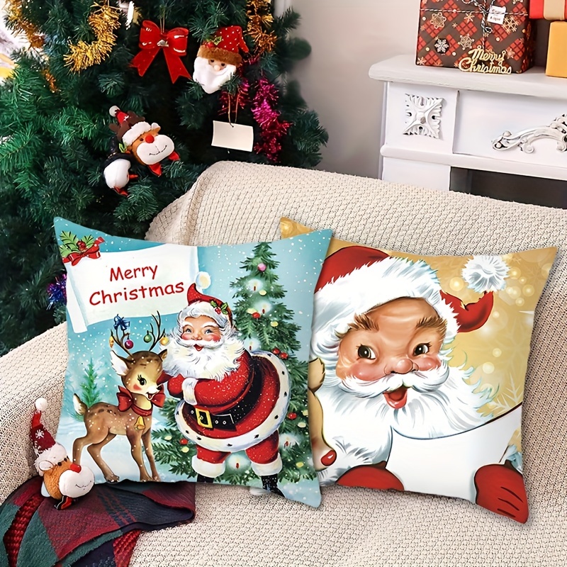 Christmas Santa Claus Throw Pillow Covers, Printed Throw Pillowcase, Throw  Pillow Covers Decor, Home Decor, Room Decor, Bedroom Decor, Living Room  Decor, Car Decor, Sofa Decor - Temu