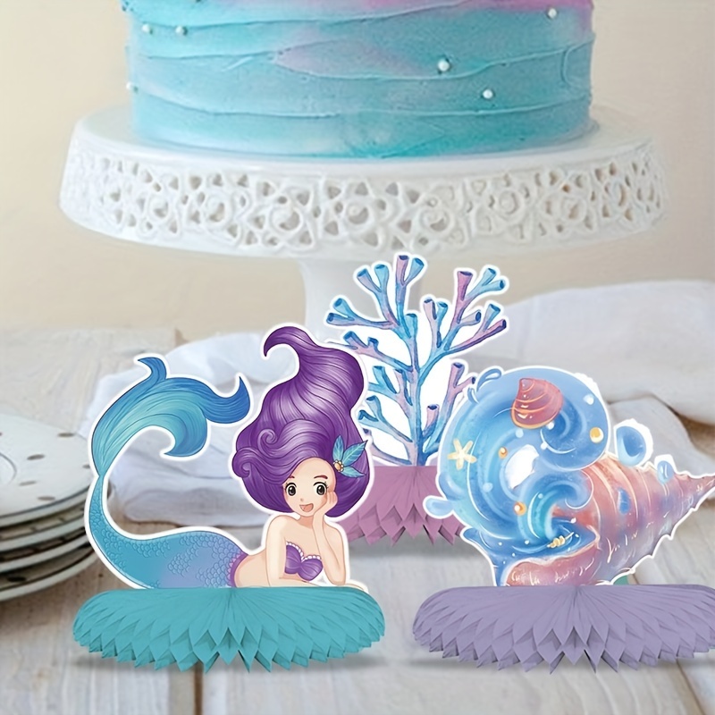 9pcs, Mermaid Party Decorations Table Centerpieces, Ocean Themed Mermaid  Honeycomb Table Decorations, Marine Creature Table Topper For Girls Birthday