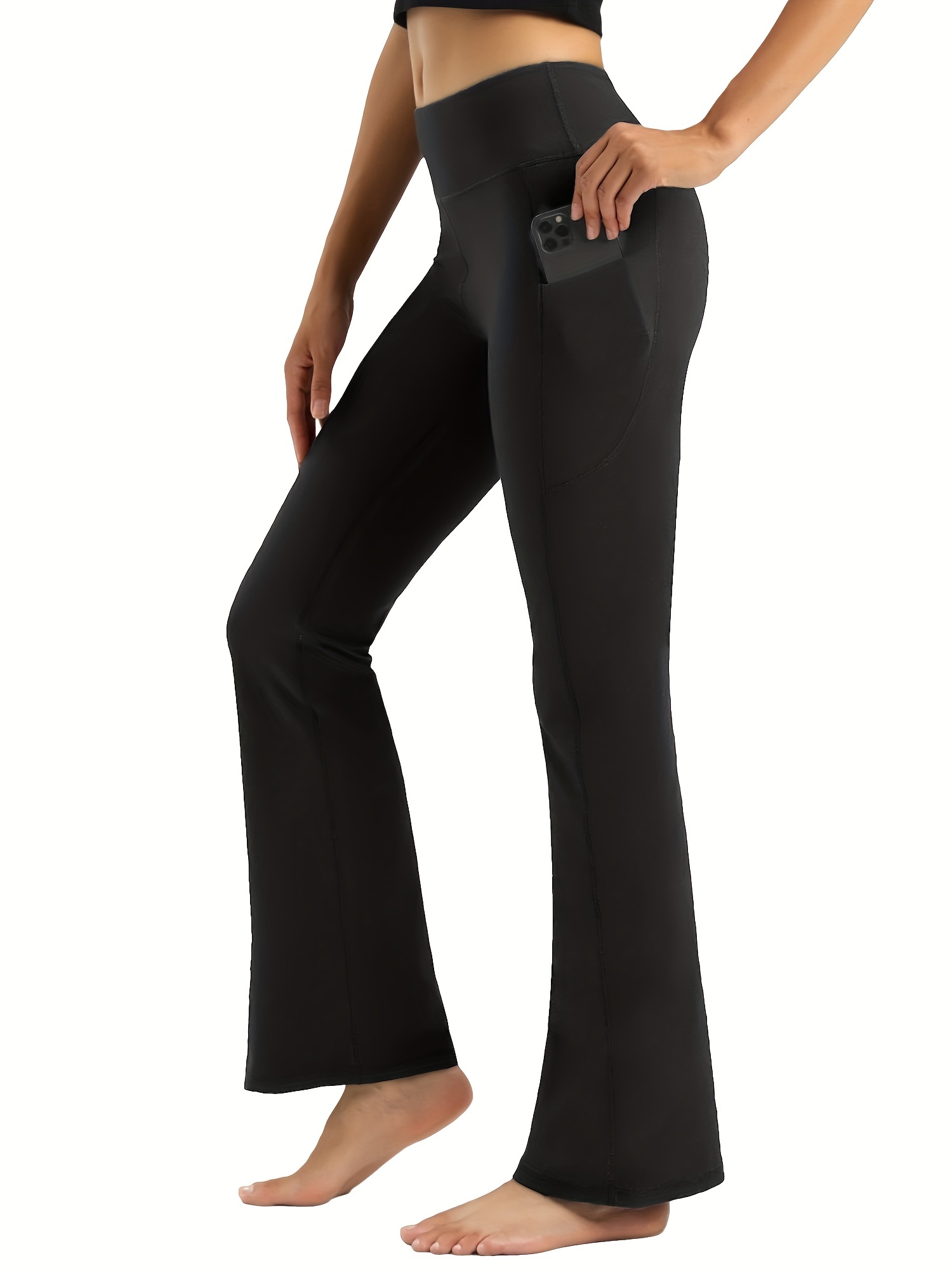 High Stretchy Soft Solid Sports Flare Pants Butt Lifting - Temu