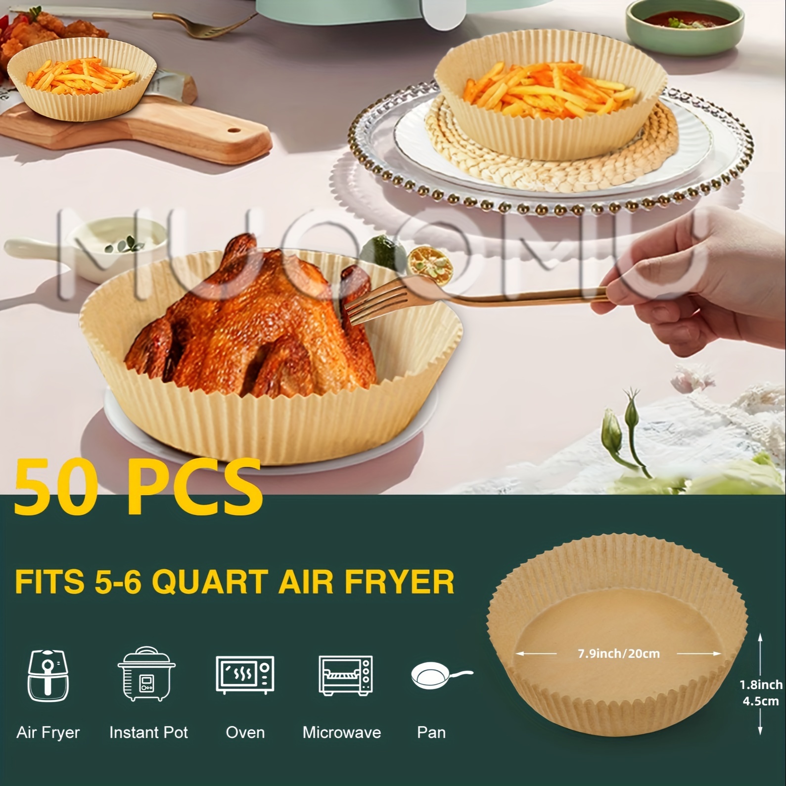 Air Fryer Disposable Paper Liner 9 Inch Air Fryer Liners Non Large-9inch 50  Pcs