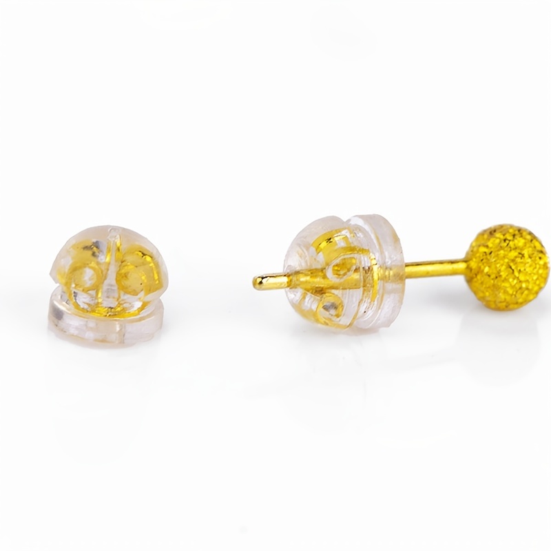 18K Gold Locking Secure Earring Backs for Studs, Silicone Earring Backs Replacements for Studs/Droopy Ears, No-Irritate Hypoallergenice Earring Backs