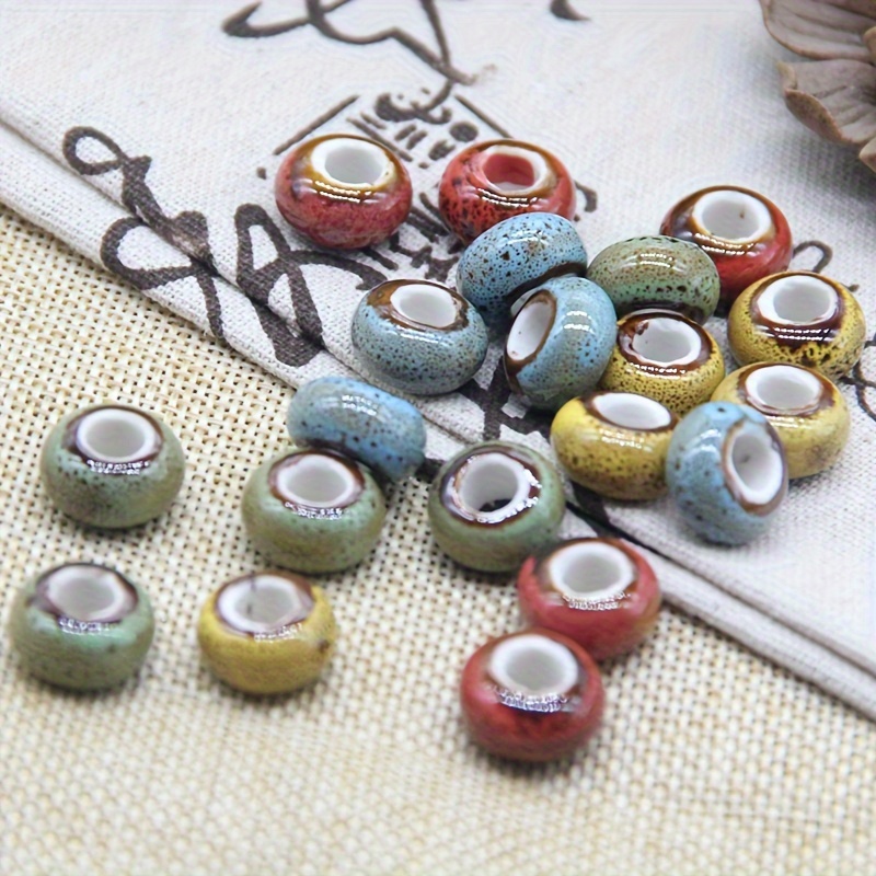 

10pcs Ceramic Ornaments Flower Glaze Abacus Shaped Large Hole Beads For Jewelry Making Diy Special Bracelet Necklace Handmade Craft Supplies