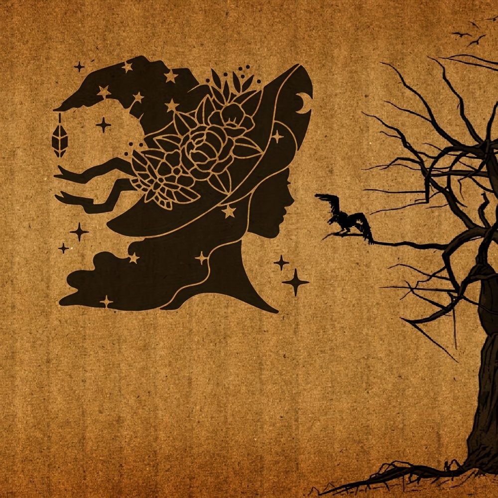 Spooky Hollow Tree Art Stencil - 4 x 6