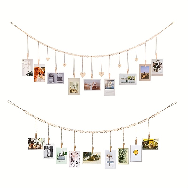 Hanging Photo Display Room Wall Decor Wooden Bead Garland - Temu