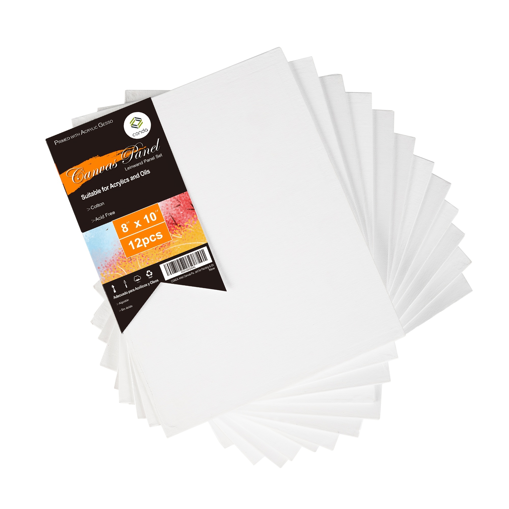 Stretched Canvases for Painting 12 Pack 5x7, 8x10, 9x12, 11x14 inch, 100% Cotton 12.3 oz Triple Primed Painting Canvas, 3/4 Profile Acid-Free Art