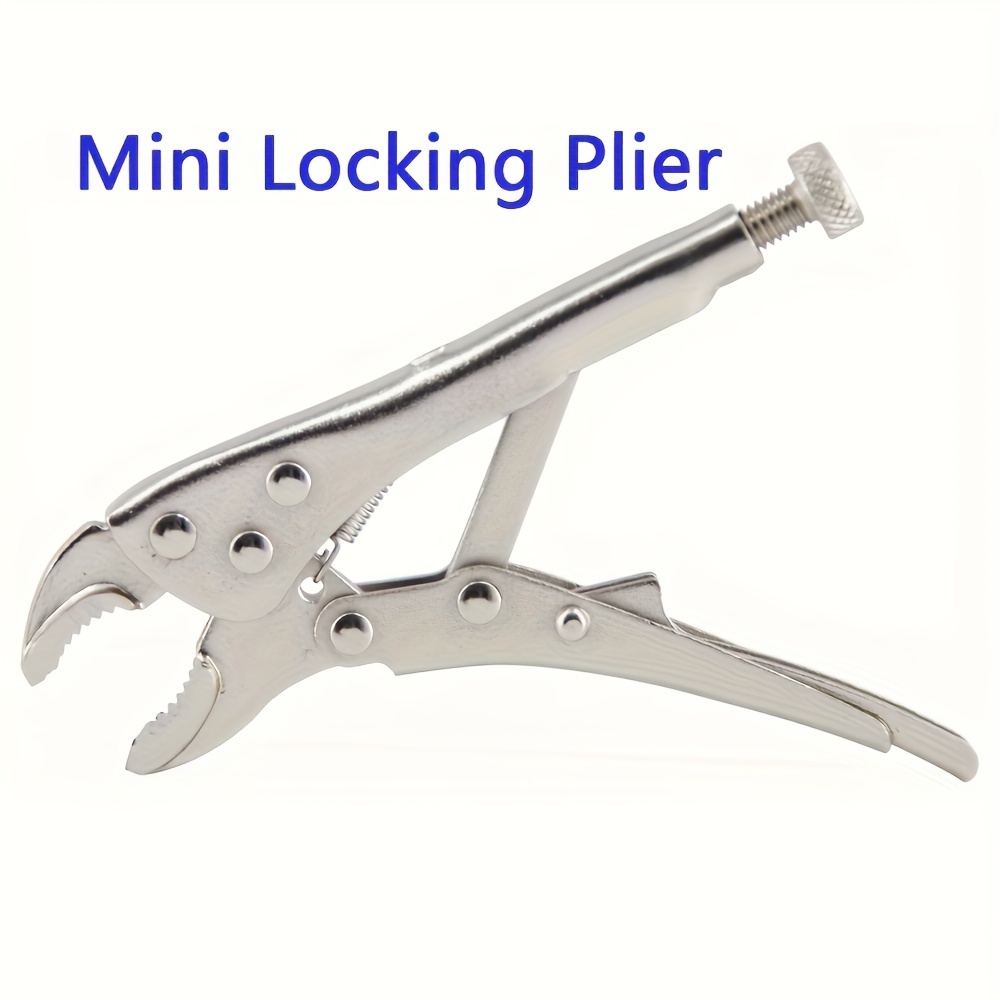 

1pc Mini Locking Pliers Set, Carbon Steel, 4-inch Curved Jaw, 5-inch Needle Nose, 5-inch C-clamp, Metal Grip Tools For Welding & Clamping