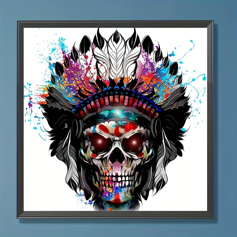 1pc 20*20cm/7.87in*7.87 5D Diamond Painting Kit Without Frame DIY Diamond  Painting With Skull Pattern For Adults Beginners, DIY Full Round Rhinestone