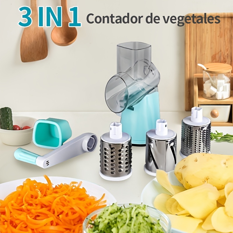Multifunctional 3-in-1 Cheese Grater, Vegetable Slicer, And Fruit Slicer -  Manual Food Grater For Potatoes And Vegetables, Tabletop Drum Greater -  Kitchen Gadgets For Easy Preparation - Temu Japan