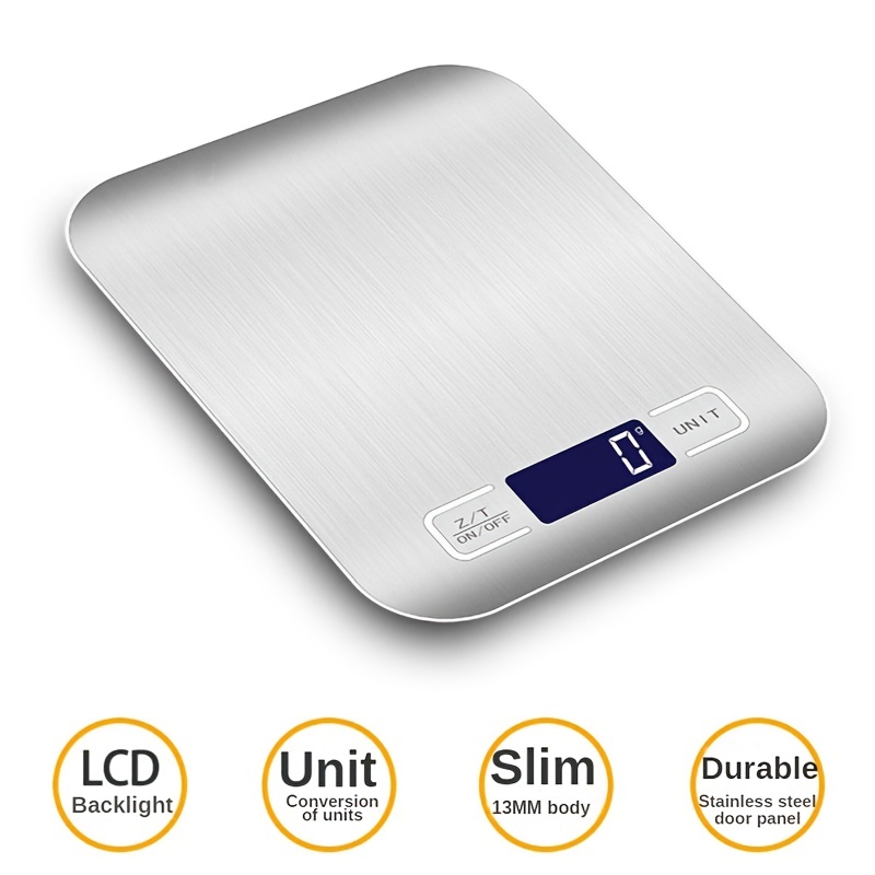 1pc Food Kitchen Scale, Digital Grams And Ounces For Weight Loss, Baking,  Cooking, Keto And Meal Prep, LCD Display, Medium, 304 Stainless Steel