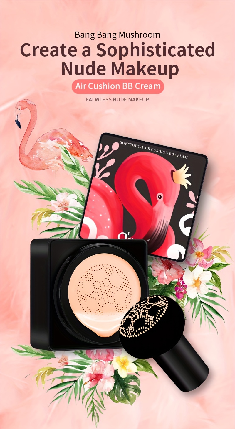 O 'CHEAL Red Flamingo Mushroom Air Cushion BB Cream-nourishing,  Moisturizing, Concealer Foundation Makeup Stick