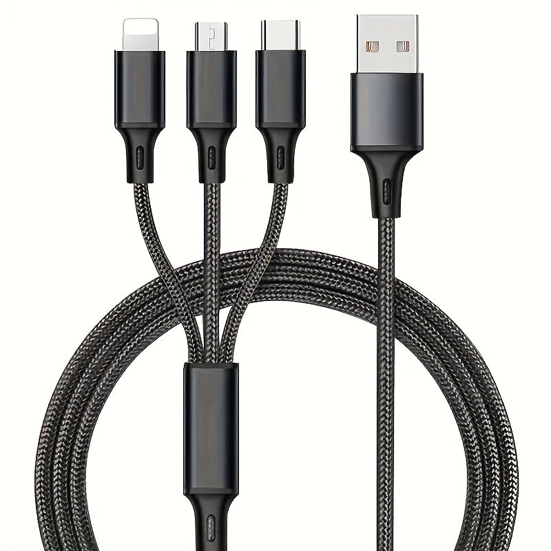 

3 In 1 Cables ,phone Charger Cord A/c To Phone +type C+micro Nylon Braided Sync Adapter For Android/phone/tablets , 3d Alloy +tpe Connector, Bold Copper Core 47.24inch/ 3.94ft