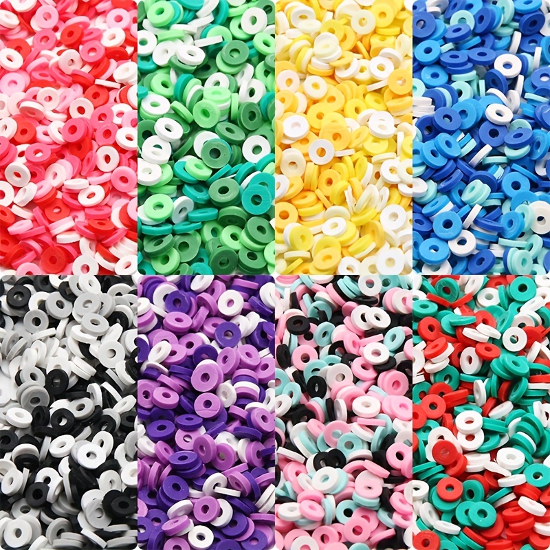 300pcs 6mm Flat Round Clay Beads Bulk, Loose Spacer Beads for