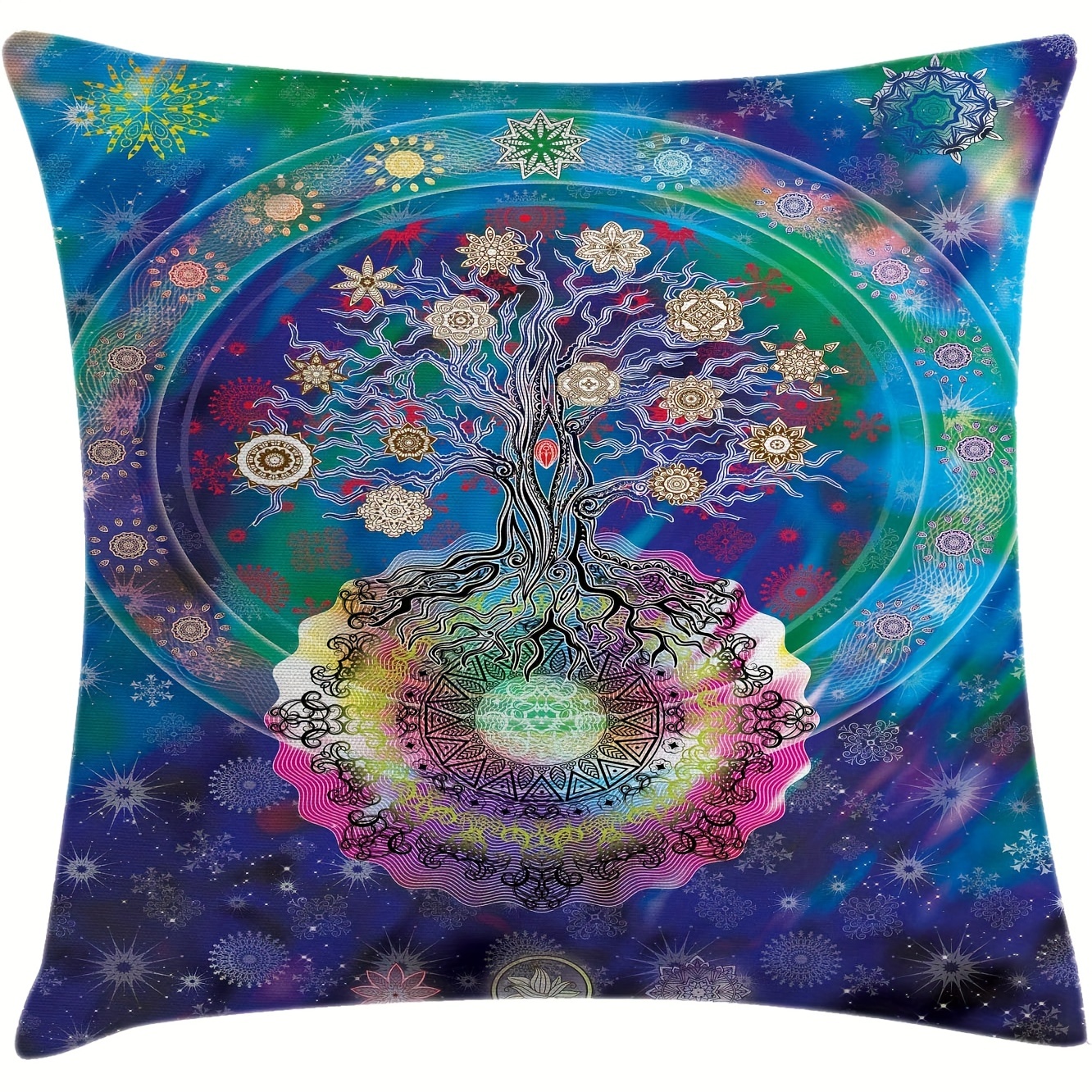 Floor Pillow Cover - Square Green - Mandala Life ART