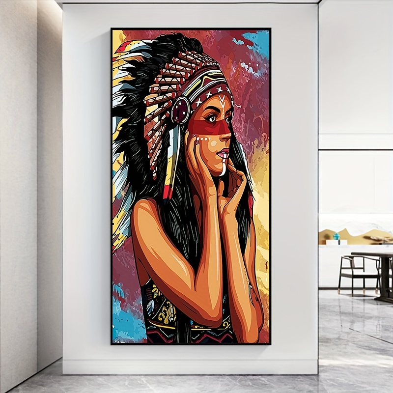 New Large Size Diamond Painting 5d Diy Character Indian - Temu