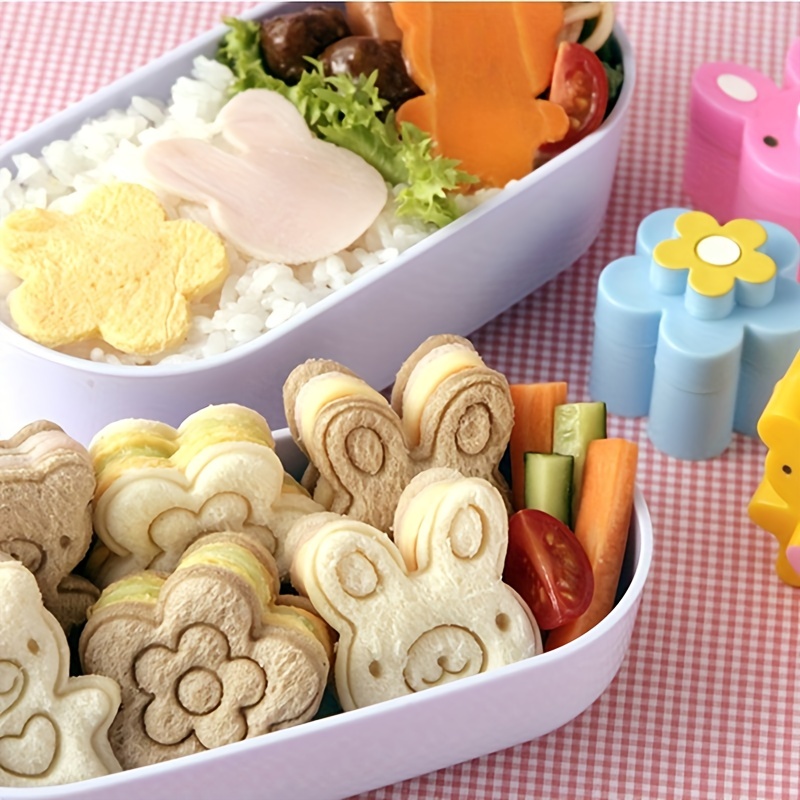 

3pcs Sandwich Cutters Cookie Bread Mold Rabbit Panda Flower Bento Box Decorating Tools Kitchen Gadgets