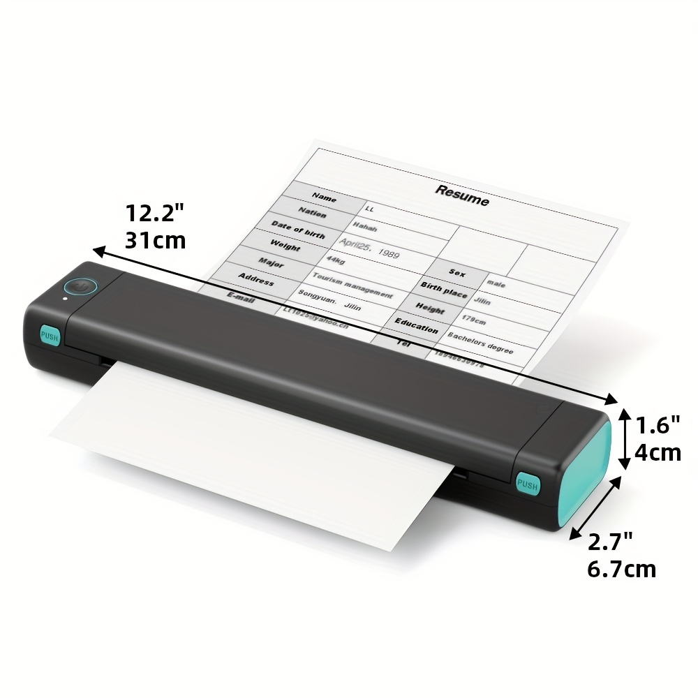 Odaro M08F - Impresora portátil inalámbrica para viajes, impresora térmica  Bluetooth, sin tinta, soporte compacto pequeño de 8.5 x 11 pulgadas, papel