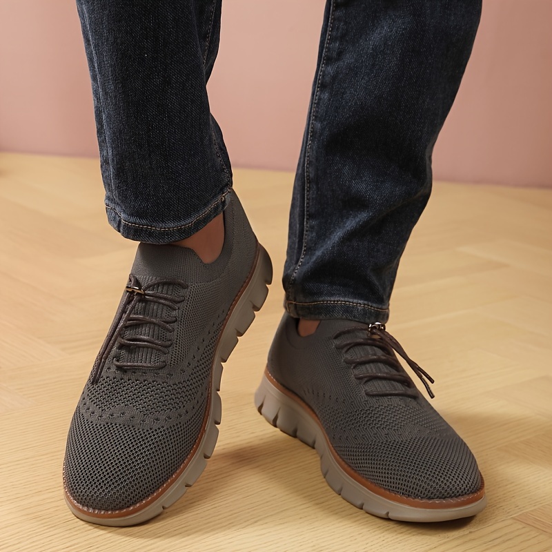Men's Breathable Woven Knit Sneakers - Lightweight Stability Non-Slip Rubber Sole, EVA Cushioned Insole, Low-Top Lace-Up Design for Gym, Training & Casual Wear - All-Season Comfort, Shoe Insoles, Gym Footwear, Stylish Laceups, Flexible Fabric Upper, Outdoor Activities, Trendy Footwear, Durable Construction, Comfortable Footwear, Fitness Enthusiasts
