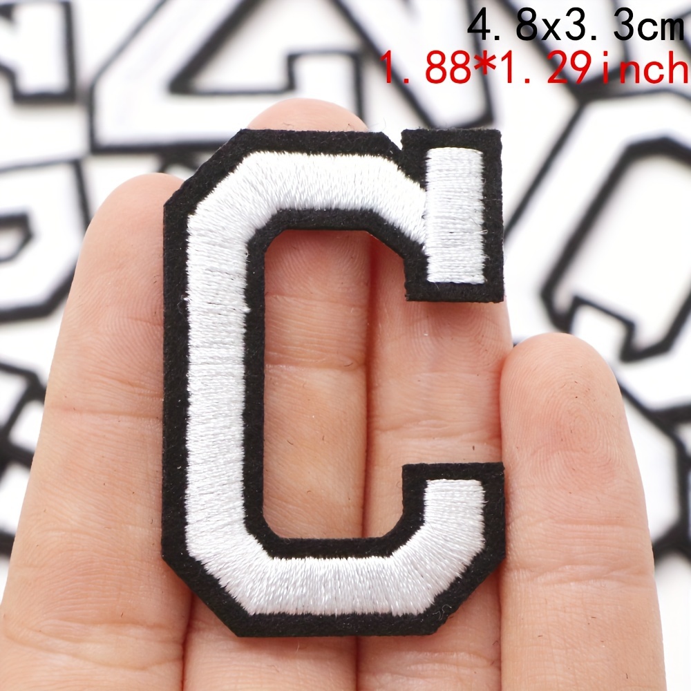 1pc 1.89inch White Alphabet Number Letter Embroidery Patches, Iron On Letters Patch, A-Z Patch Embroidered Patch, Sew On Patches For Clothing Name DIY
