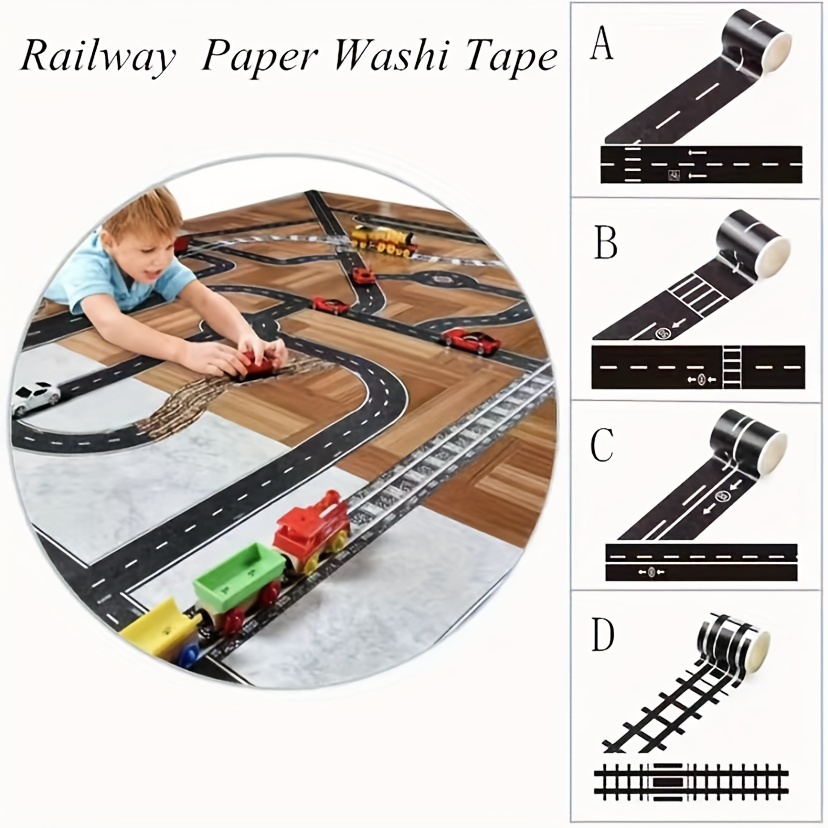 Creative Transportation Railway Road And Paper Tape Diy Scrapbook Sticker  Labels Craft Masking Tape Kids Toys Car Games - Temu