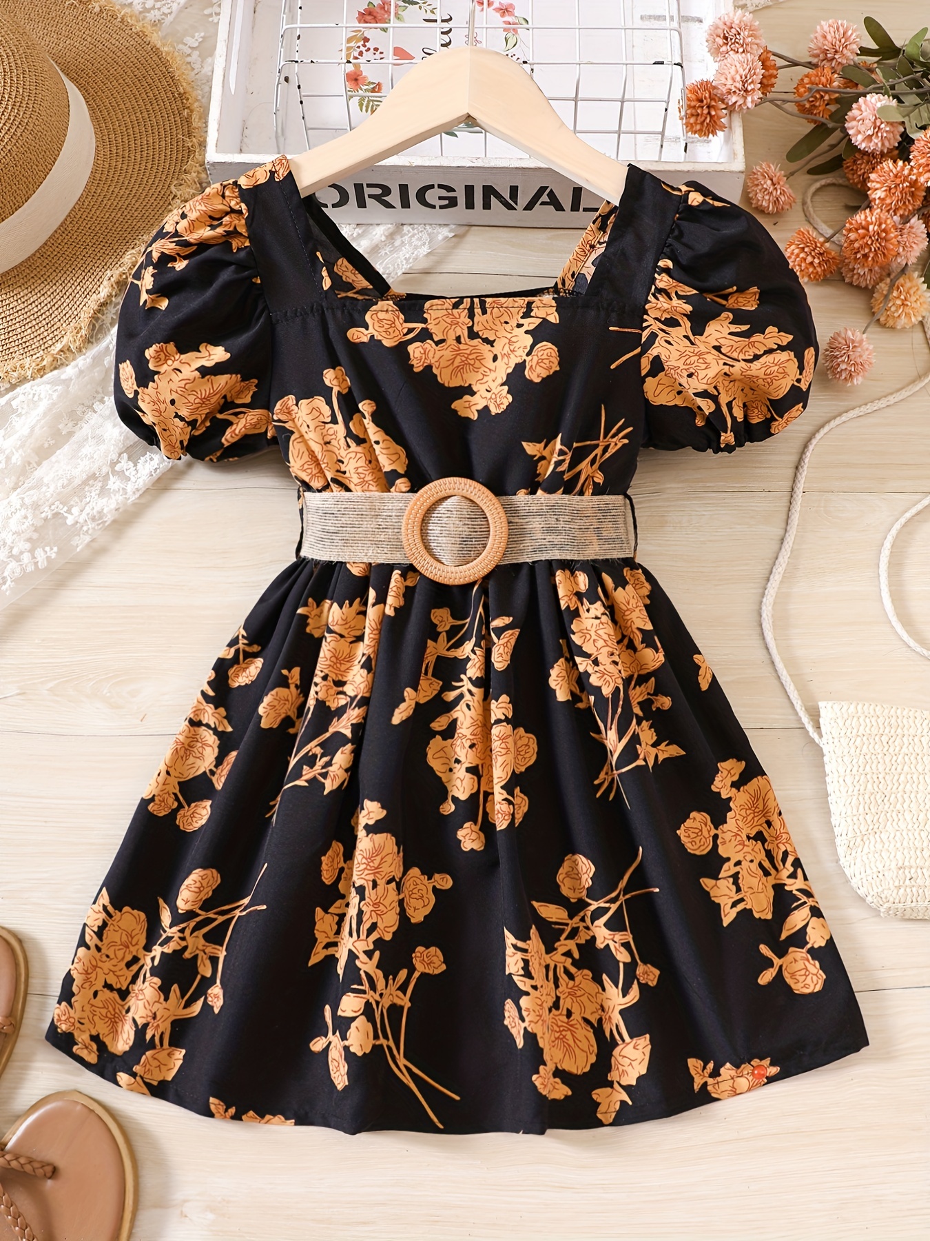 Women's Puff Sleeve Floral Dress Casual Summer Wear Above Knee Dresses For  Woman