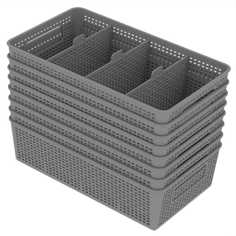1 2 3 4 5 6 7 8pcs multi purpose woven storage box with divider for bathroom vanity and kitchen cabinet countertop drawer storage box