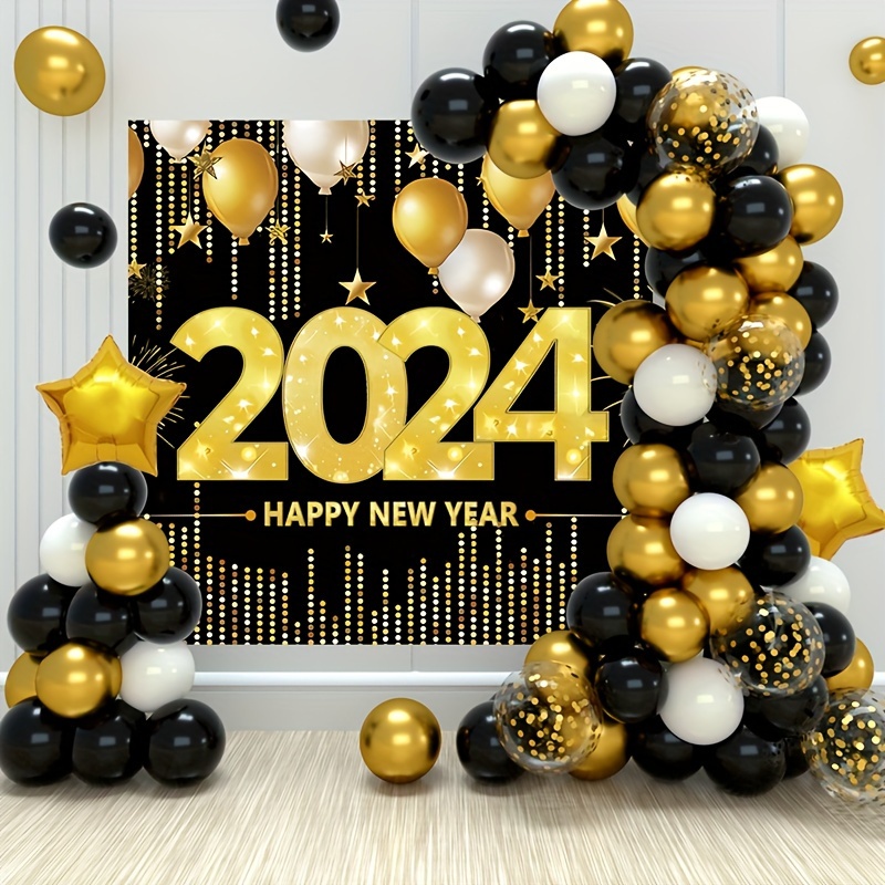 2024 Nouvel An Heureux Chemin De Table Noir Et Or Pour La Décoration De  Fête Avec Une Nappe Jetable 1 set(1 Pièce), Mode en ligne