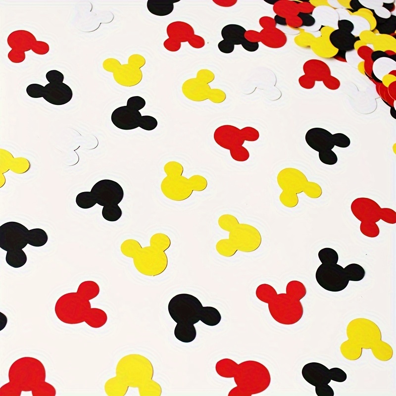 

120pcs, 4 Colors Black, Red, Yellow, White Mickey (mike Mouse) Confetti Birthday Party Decoration Supplies