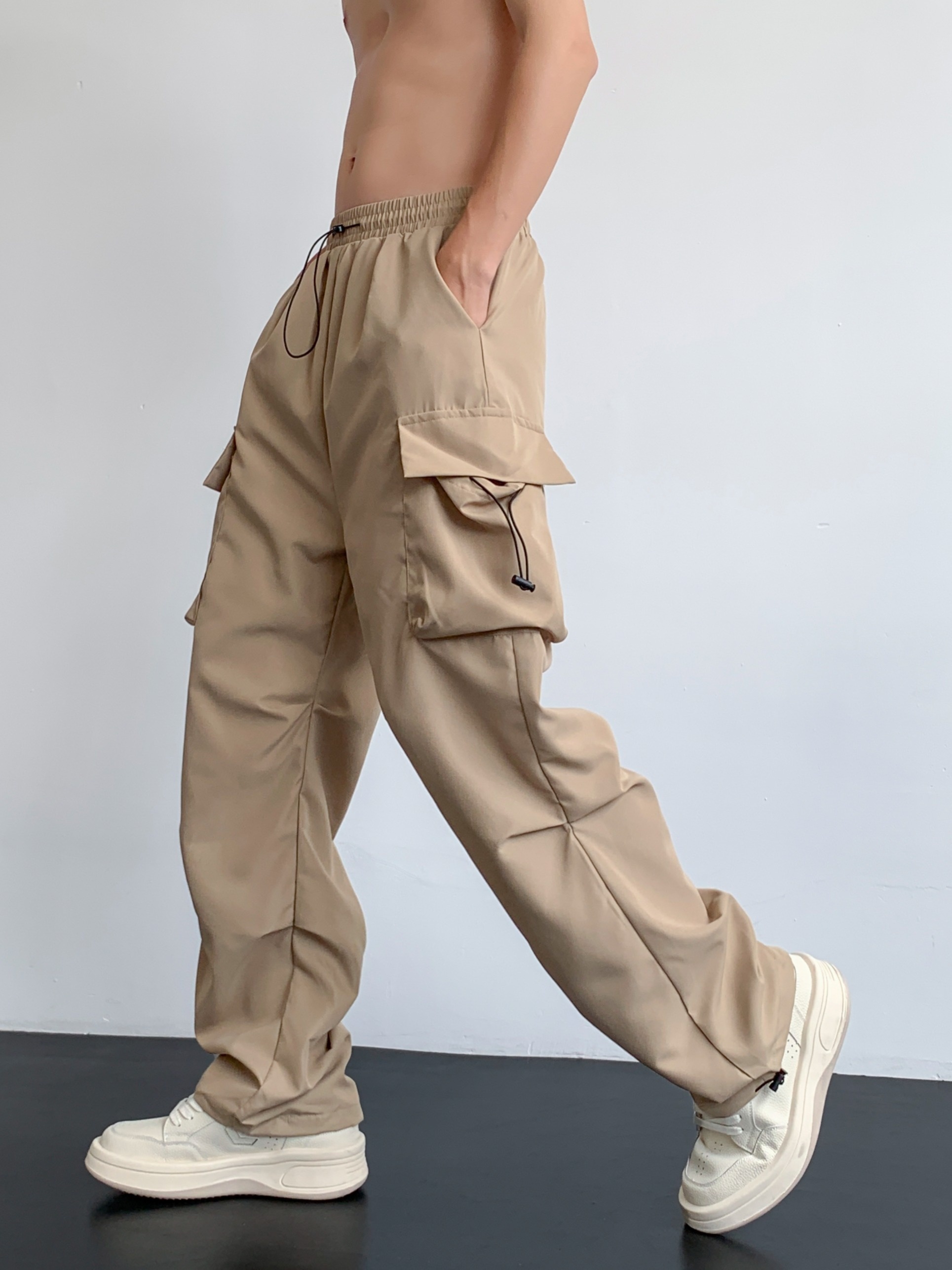 Summer thin functional wind pants men's loose hip-hop big pocket